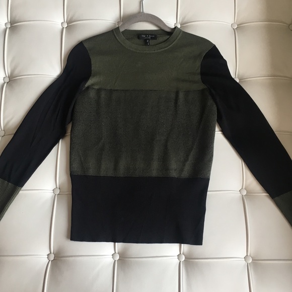 Rag & Bone Army Green And Black Sweater Top - Picture 3 of 8